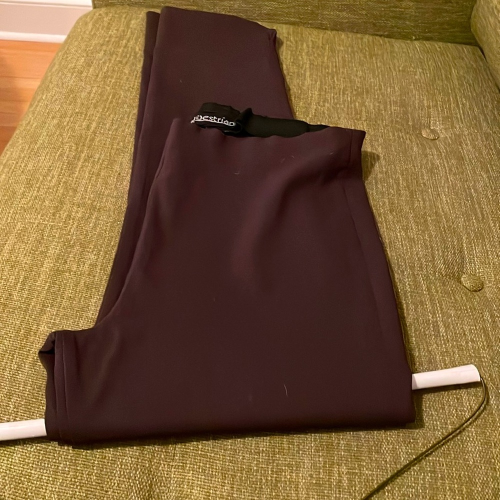 Equestrian designs from California brown round  slit cotton stretch  pants